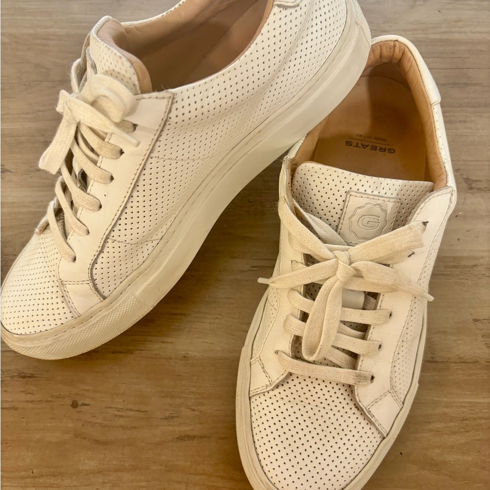 Women’s Greats White Perforated Lace-Up Sneakers - Picture 3 of 12
